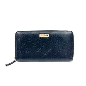 Gucci GG Black Leather Zip Around Wallet